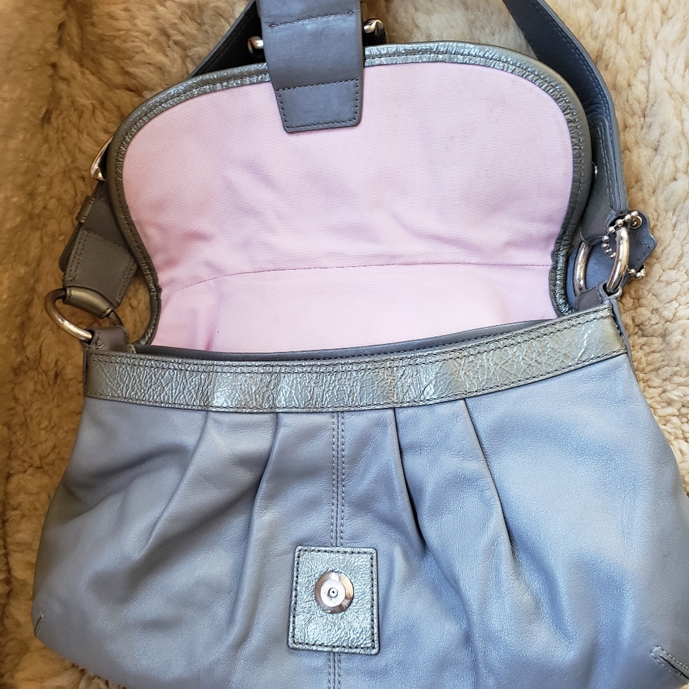 Coach Soho Hobo Bag Buckle Flap Y2k Shoulder Gray Vintage - Picture 9 of 10